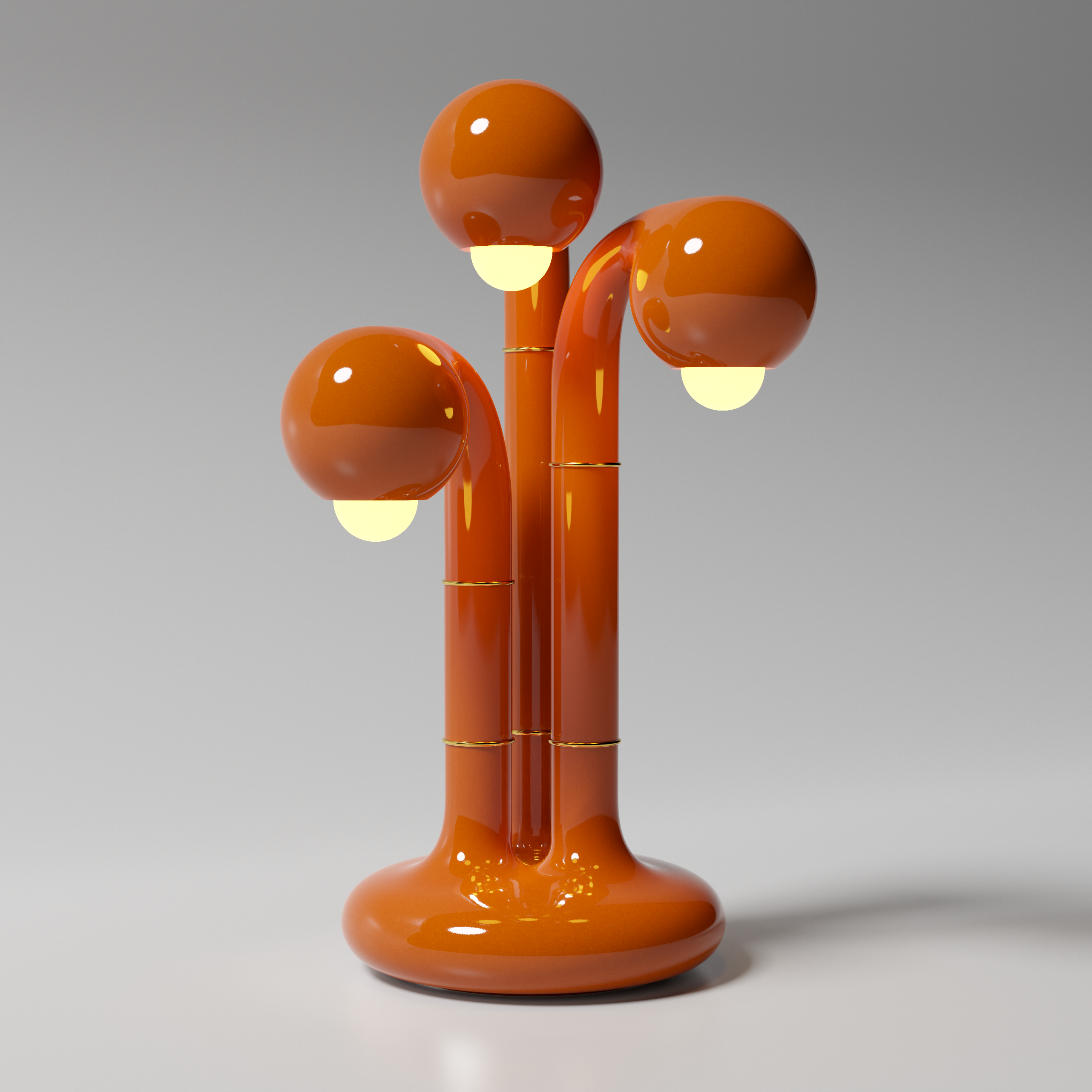 Gloss Burnt Orange 24” 3-GLOBE TABLE LAMP