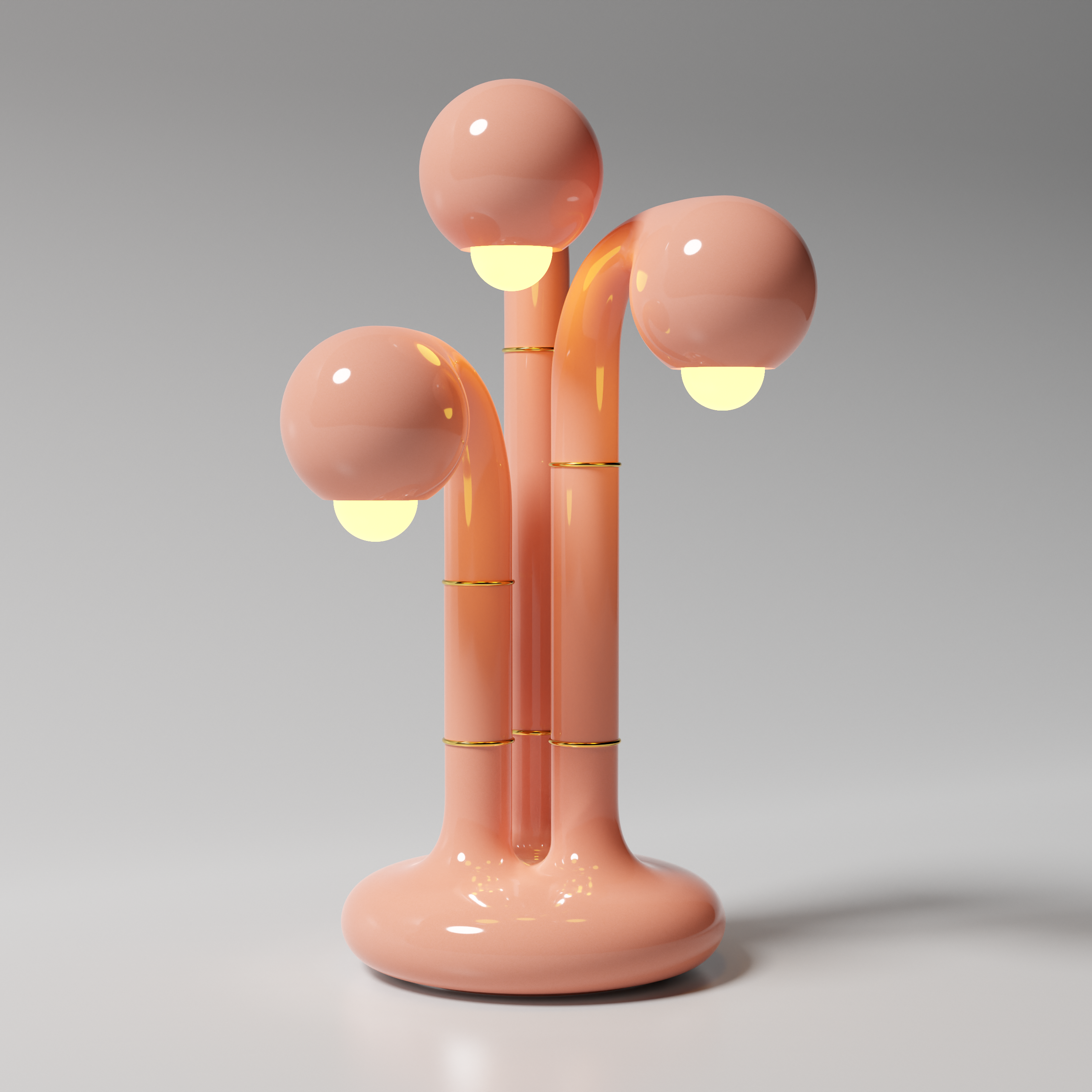 Gloss Pink 24” 3-GLOBE TABLE LAMP