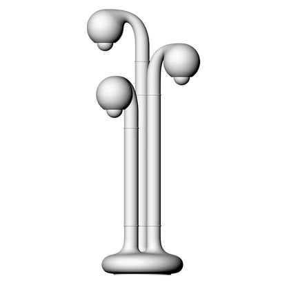 9163 Gloss Beige 32” 3-GLOBE TABLE LAMP