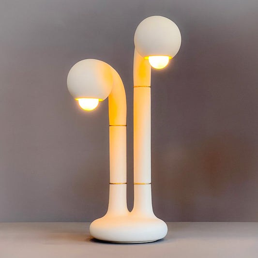 9180 Matte White 22” 2-GLOBE TABLE LAMP