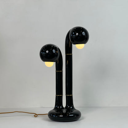 9194 Gloss Black 22” 2-GLOBE TABLE LAMP