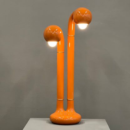 9122 Gloss Burnt Orange 28” 2-GLOBE TABLE LAMP