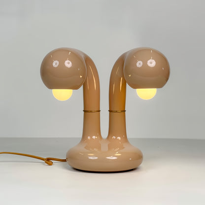 9264 Gloss Beige 12" 2-GLOBE TABLE LAMP