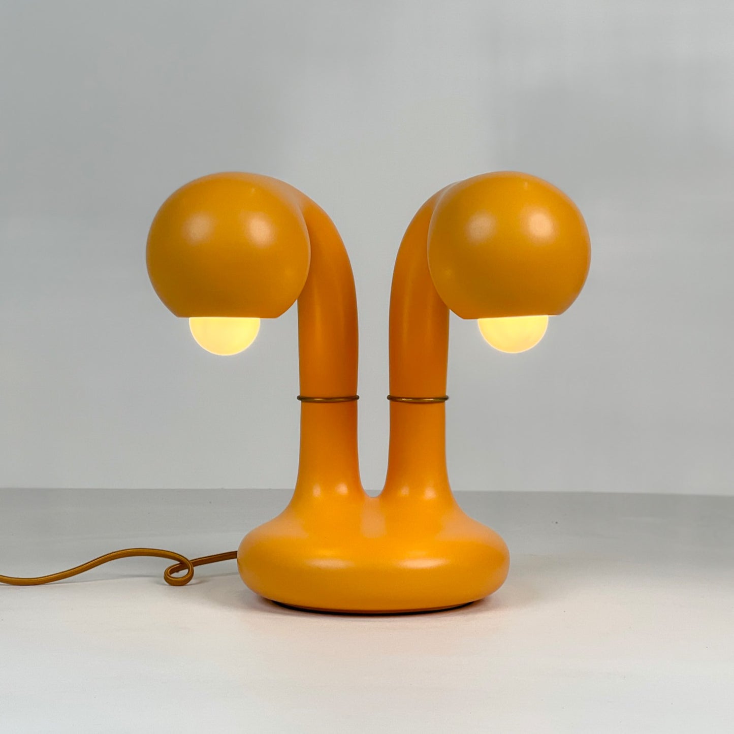 9266 Matte Ochre 12" 2-GLOBE TABLE LAMP