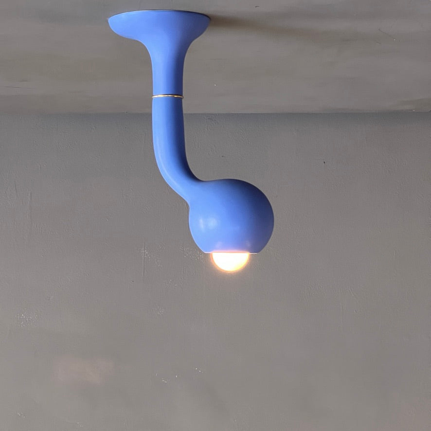 9220 Matte Blue SINGLE GLOBE CEILING LAMP 15" DROP