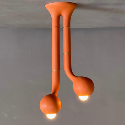 9167 Matte Burnt Orange 2-GLOBE CEILING LAMP A 22" X 18"