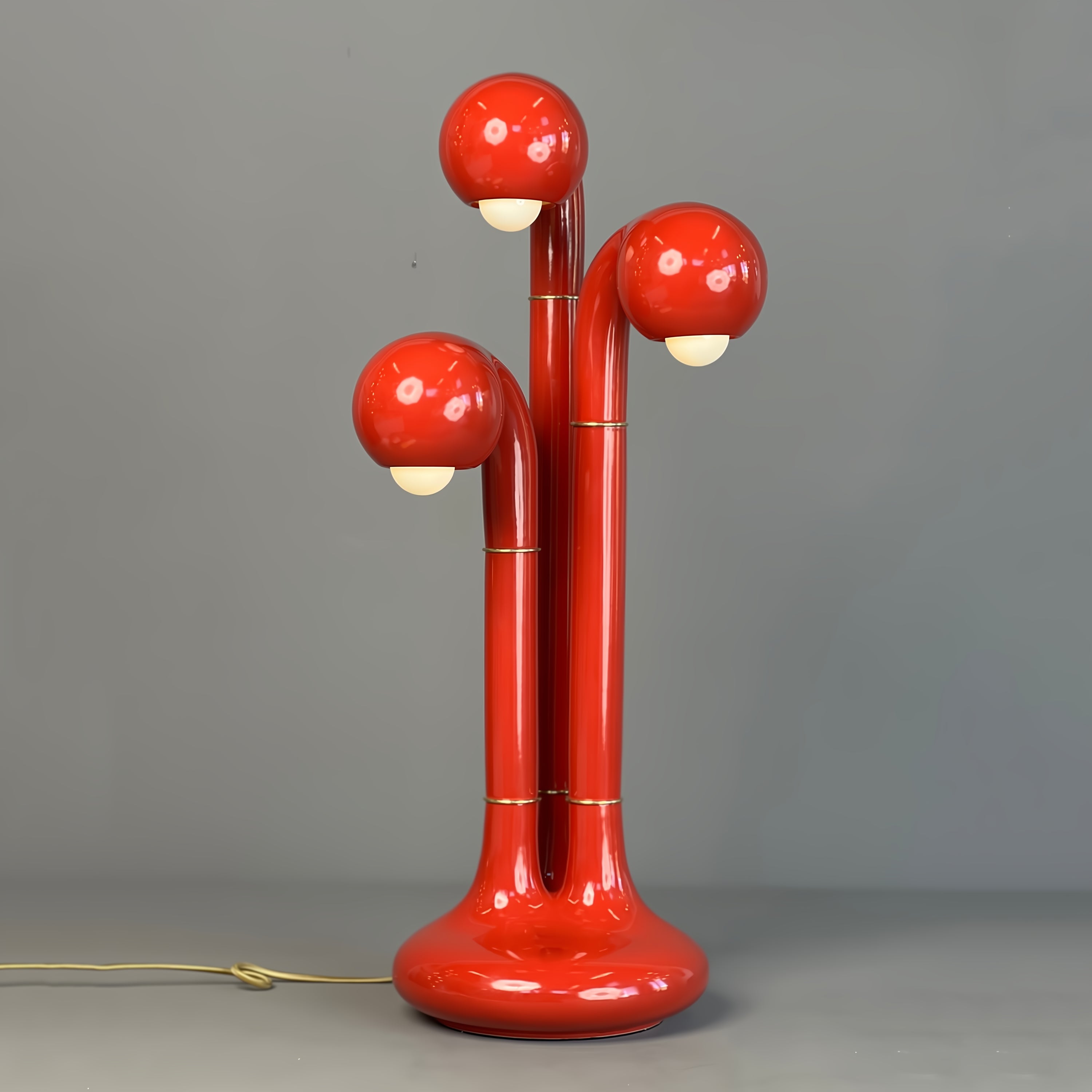 Gloss Cherry 30” 3-GLOBE TABLE LAMP