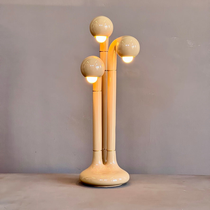 9163 Gloss Beige 32” 3-GLOBE TABLE LAMP