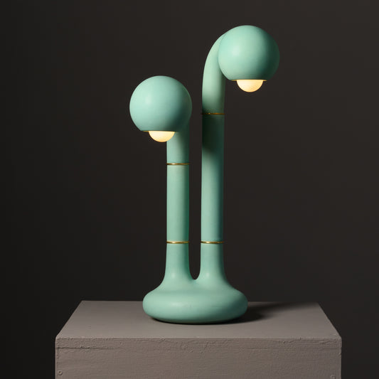5760 Light Seafoam 22” 2-GLOBE TABLE LAMP