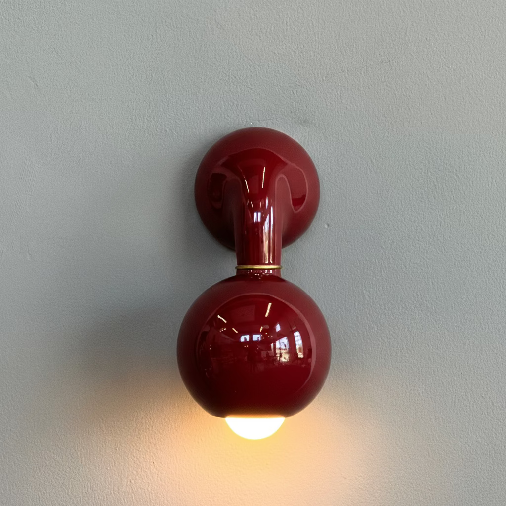 Gloss Burgundy Wall Sconce w/6" Globe