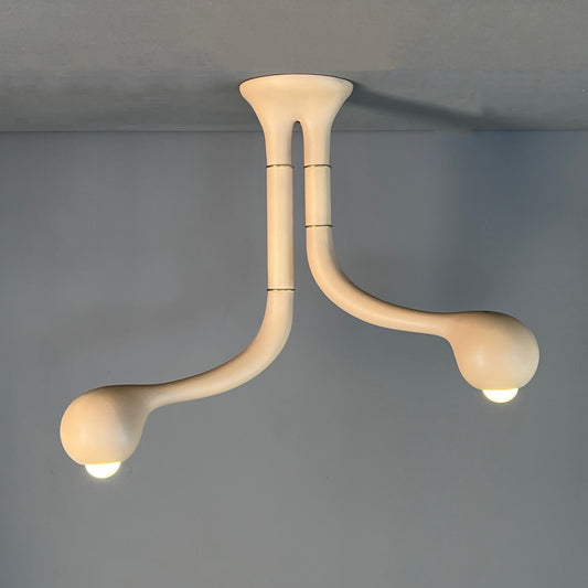 9305 Matte Camel  2-GLOBE CEILING LAMP 24"x 28"