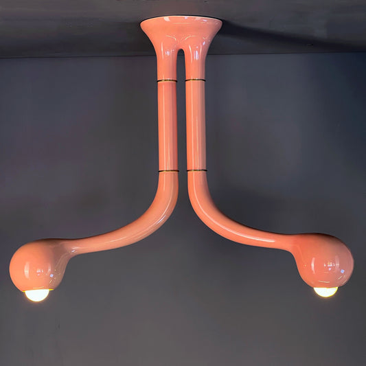 9306 Gloss Pink 2-GLOBE CEILING LAMP 26"x 28"