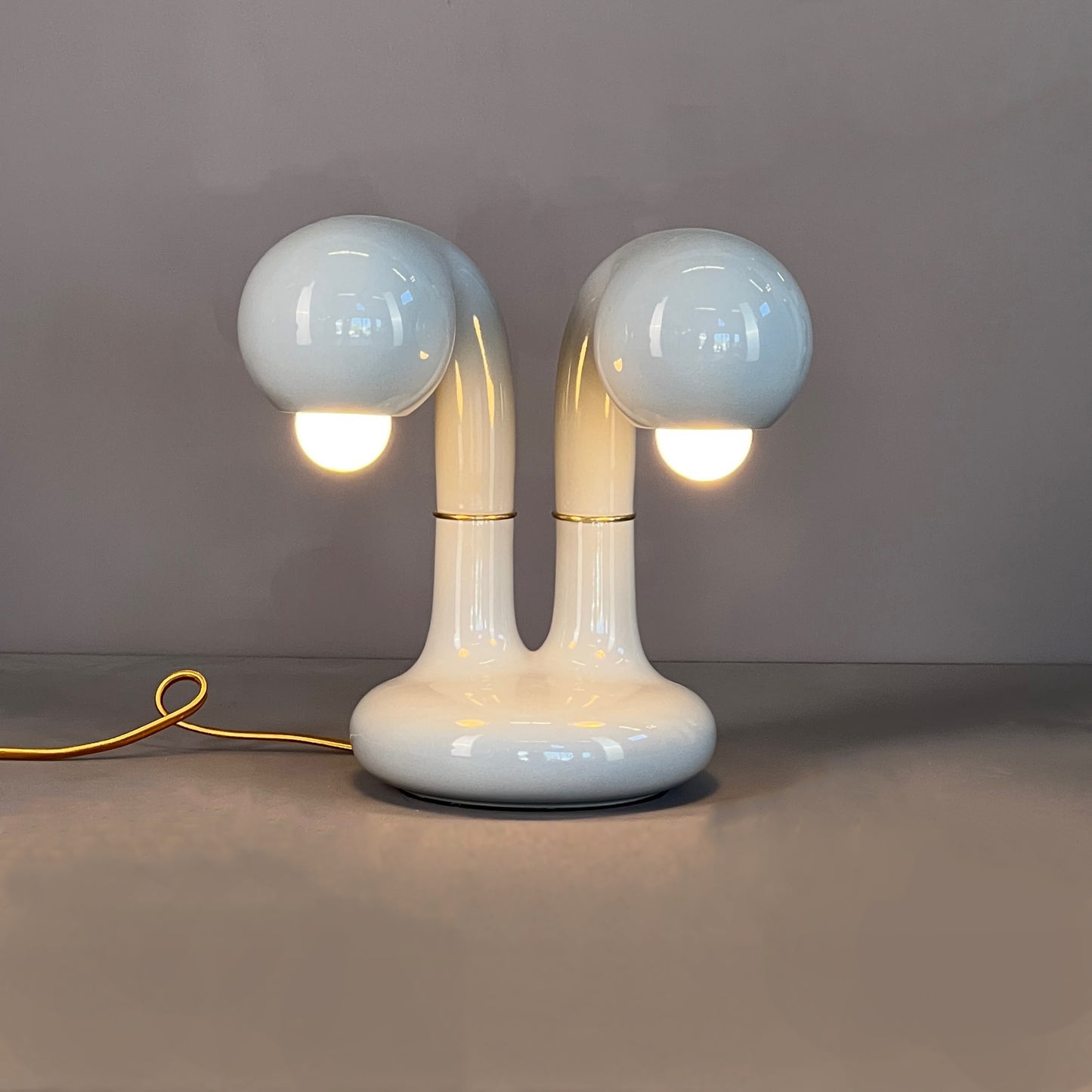 9314 Gloss Moon Grey 12" 2-GLOBE TABLE LAMP