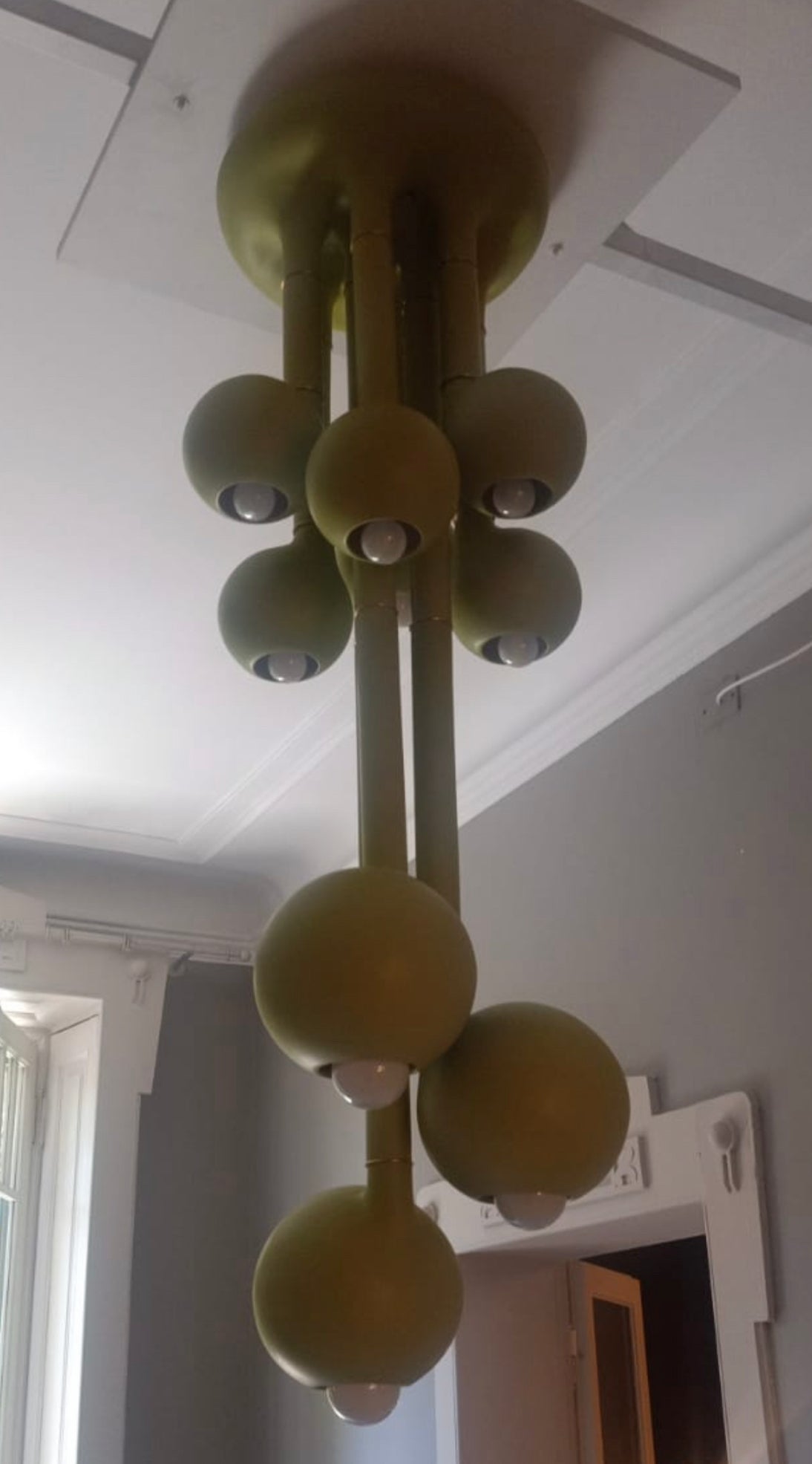 02 Chartreuse 9-GLOBE Chandelier 60" x 22"