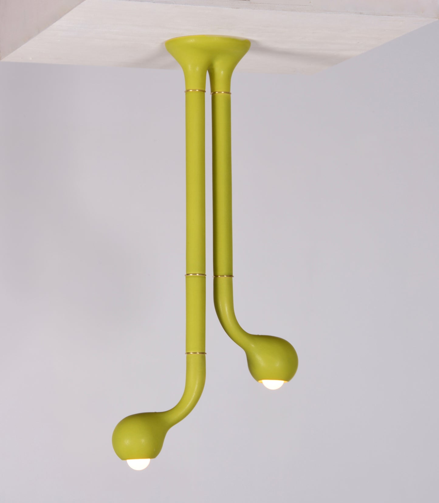 5542 Chartreuse 2-GLOBE CEILING LAMP B 36" x 18"