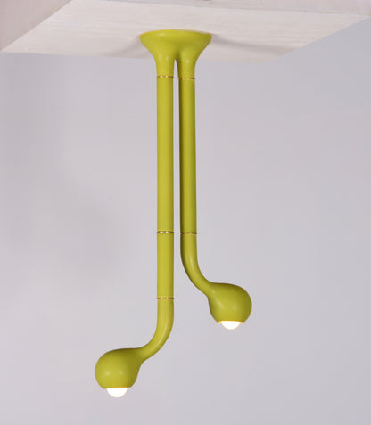 5542 Chartreuse 2-GLOBE CEILING LAMP B 36" x 18"