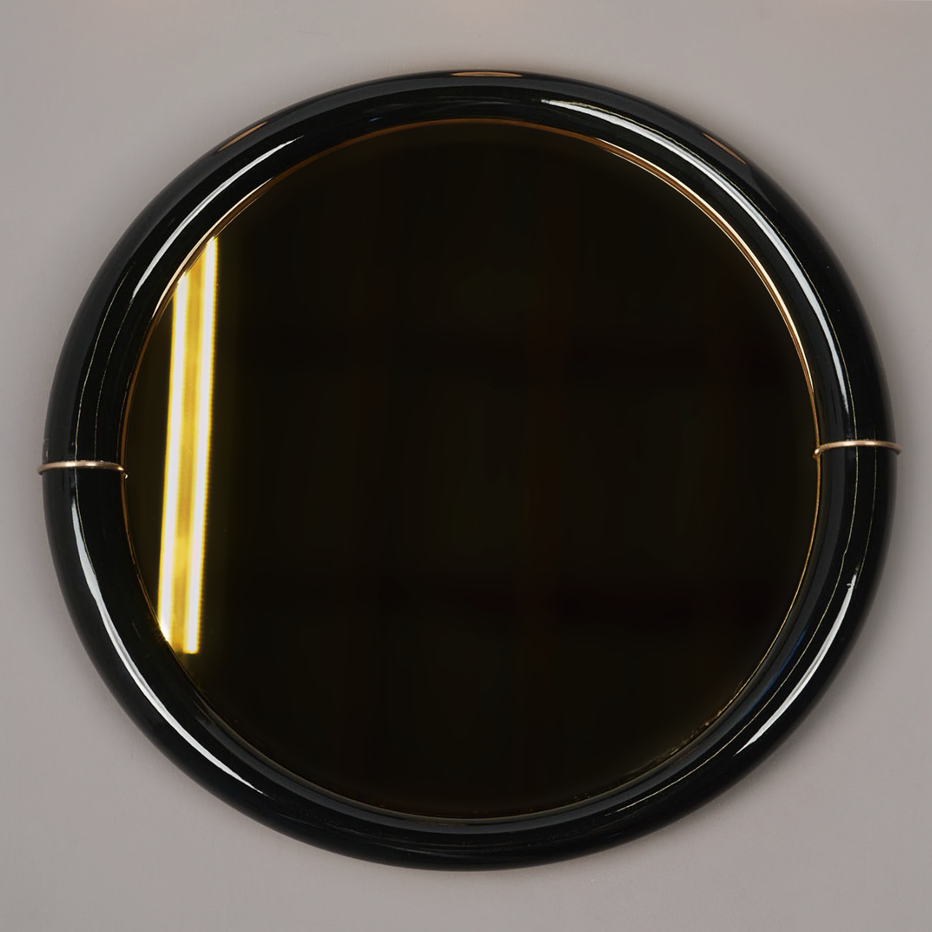 9245 Gloss Black with Gold Mirror 18” ROUND WALL MIRROR